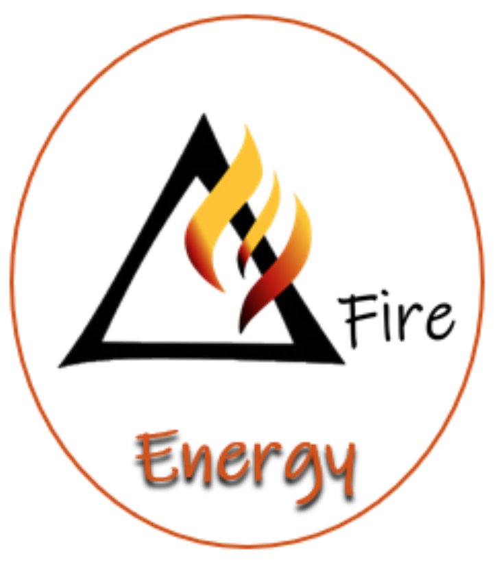 Fire element symbol with flames, labeled Energy