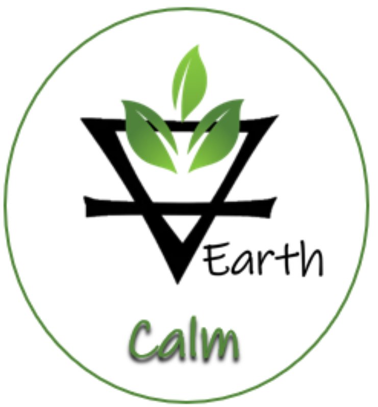 Earth element symbol with green leaves, labeled Calm
